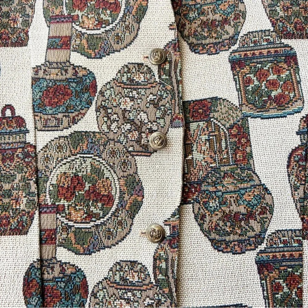 Vintage K Arnold Tapestry Pottery Design Vest - Picture 3 of 12